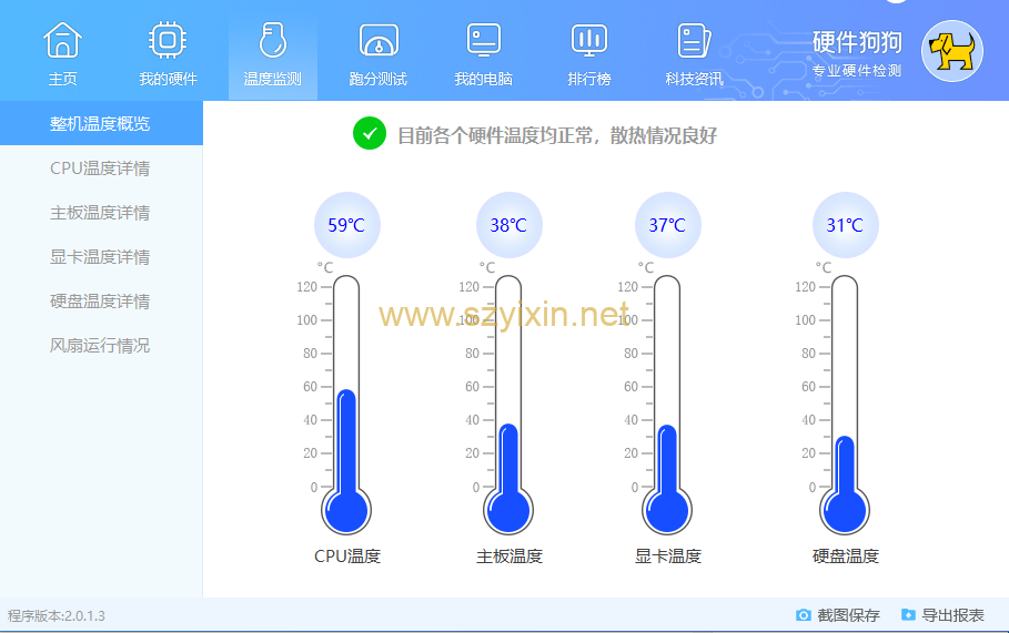 电脑硬件温度检测软件-免安装版本-帽帽电脑